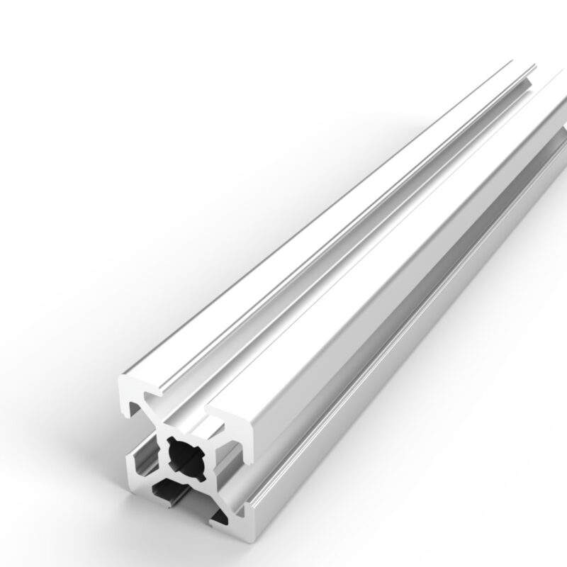 Perfil aluminio 20x20 anodizado natural, canal 6 mm