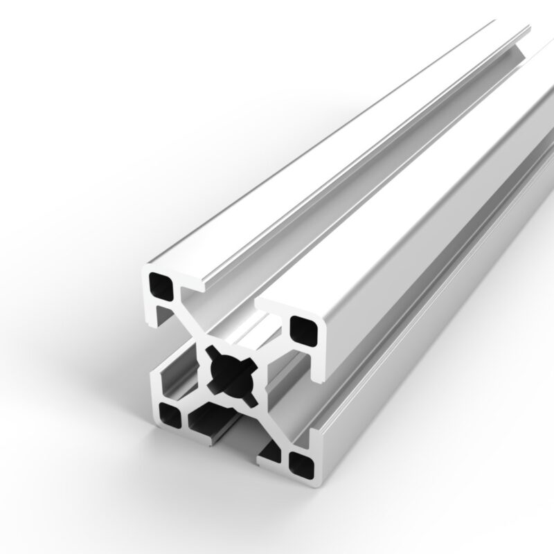 Perfil aluminio 30x30 anodizado natural, canal 8 mm
